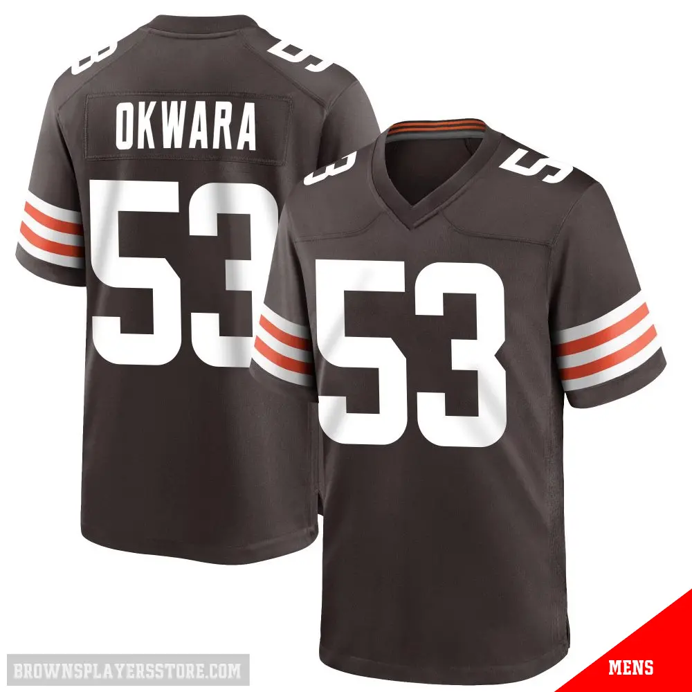 ＃53 Men's Julian Okwara Brown Game Cleveland Browns Team Color Jersey