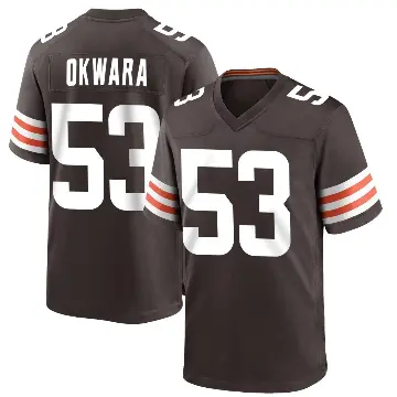 ＃53 Men's Julian Okwara Brown Game Cleveland Browns Team Color Jersey