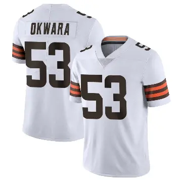 ＃53 Men's Julian Okwara White Limited Cleveland Browns Vapor Untouchable Jersey