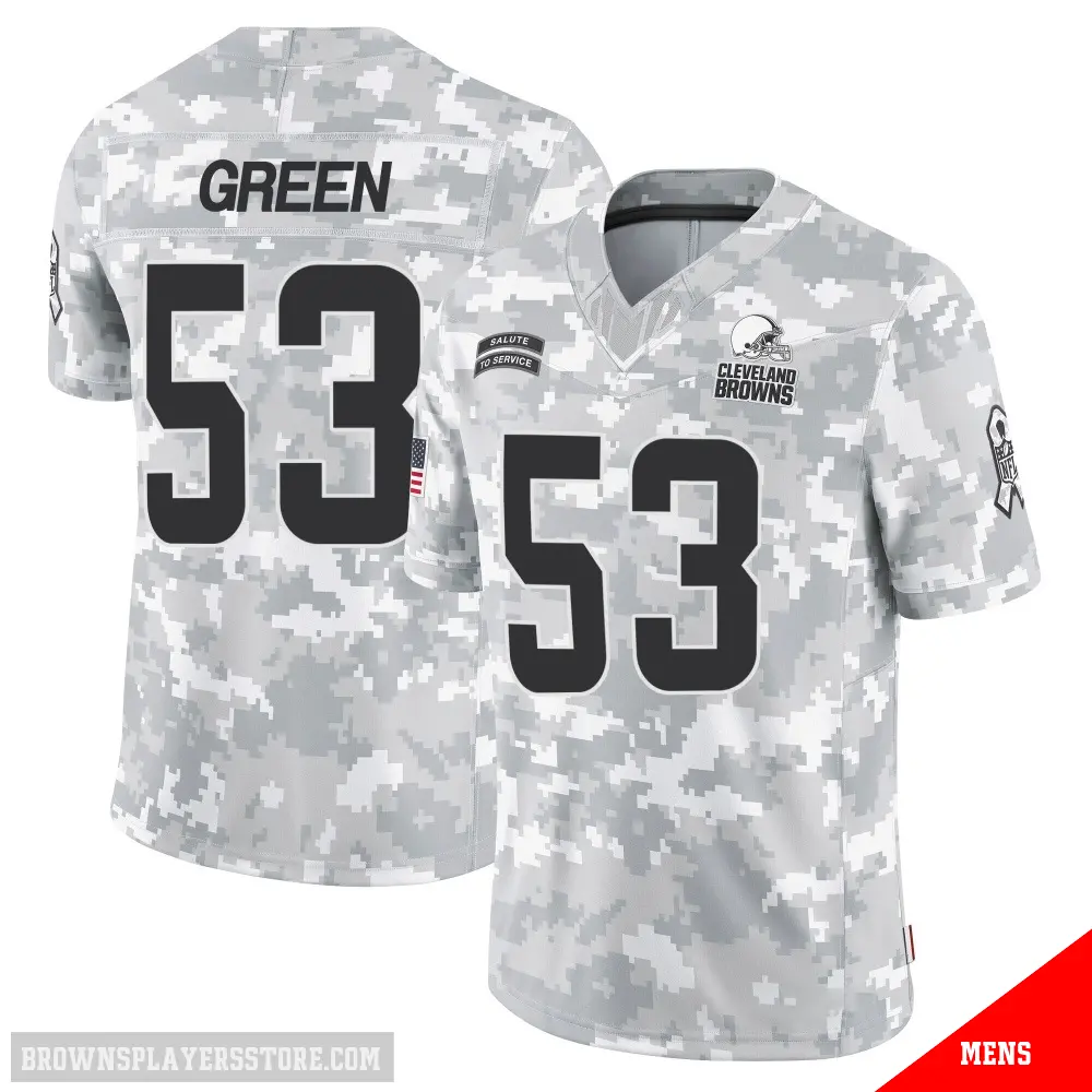 ＃53 Men's Kendrick Green Arctic Camo Limited Cleveland Browns 2024 Salute to Service Jersey