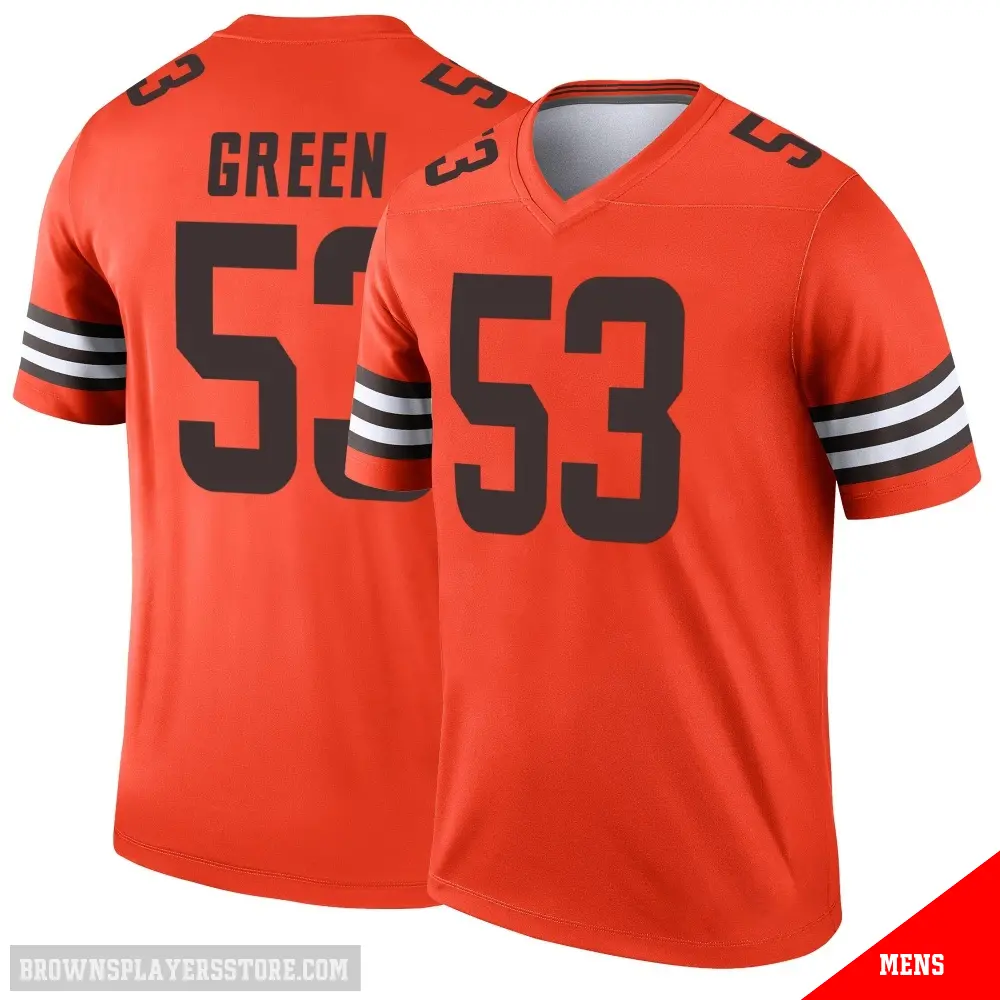 ＃53 Men's Kendrick Green Orange Legend Cleveland Browns Inverted Jersey