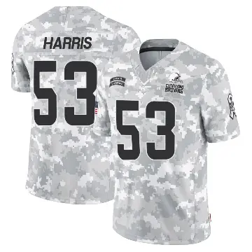 ＃53 Men's Nick Harris Arctic Camo Limited Cleveland Browns 2024 Salute to Service Jersey