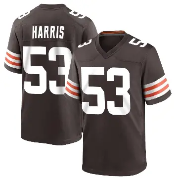 ＃53 Men's Nick Harris Brown Game Cleveland Browns Team Color Jersey