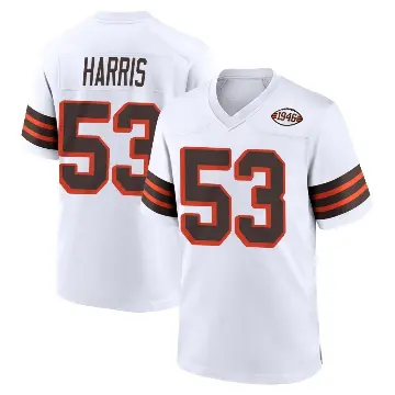 ＃53 Men's Nick Harris White Game Cleveland Browns 1946 Collection Alternate Jersey