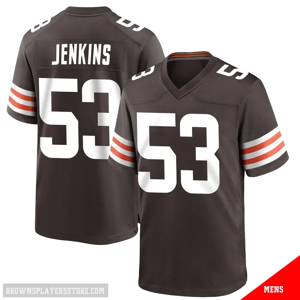 ＃53 Men's Patrick Jenkins Brown Game Cleveland Browns Team Color Jersey