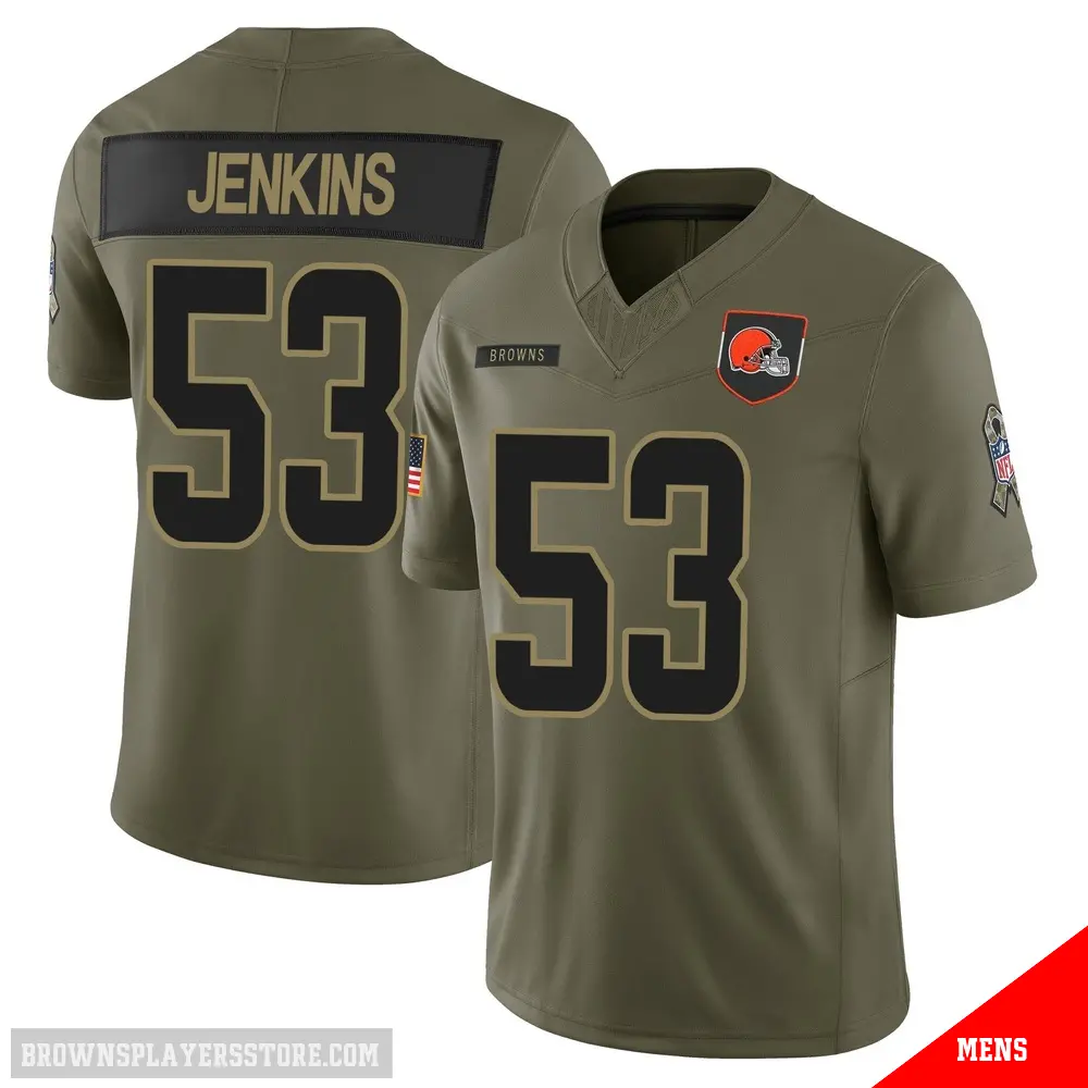 ＃53 Men's Patrick Jenkins Olive Limited Cleveland Browns 2025 Salute to Service Jersey