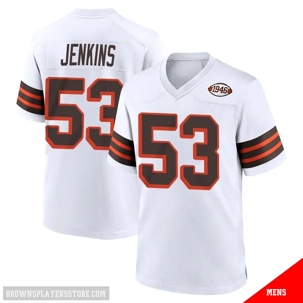 ＃53 Men's Patrick Jenkins White Game Cleveland Browns 1946 Collection Alternate Jersey