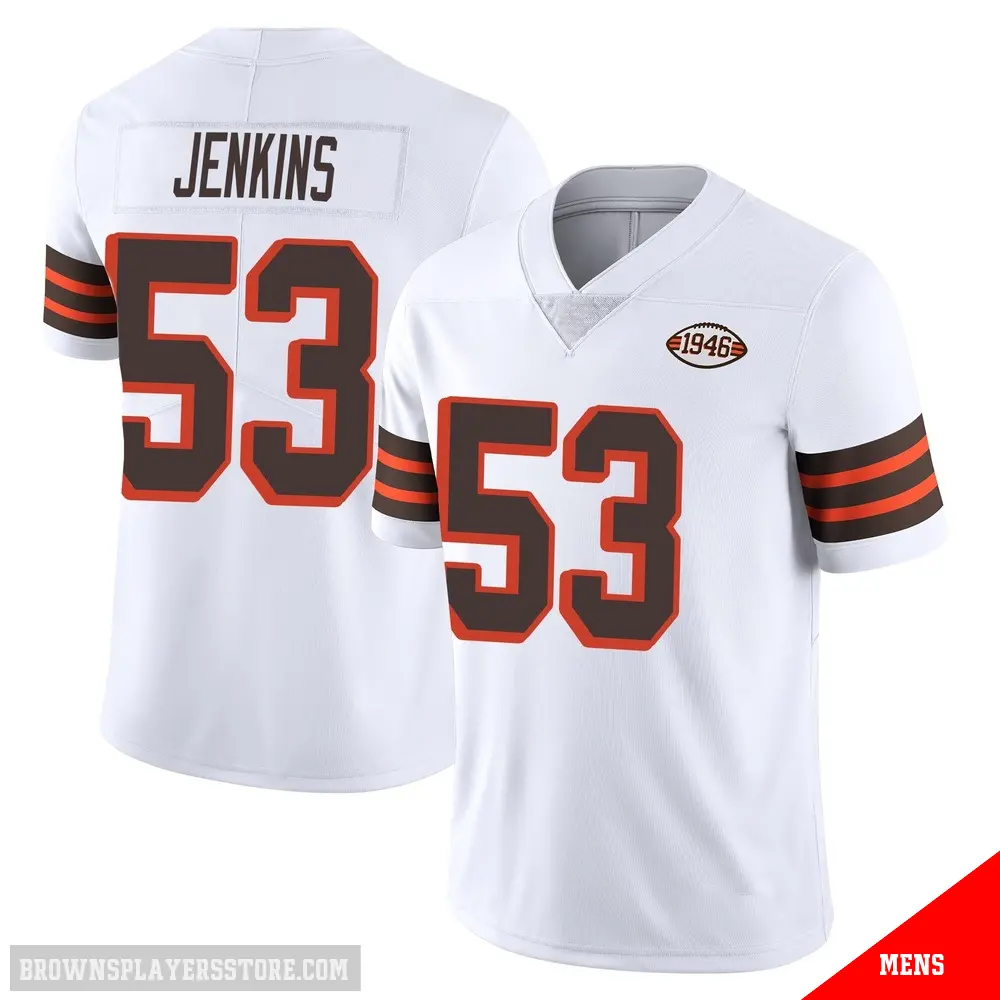 ＃53 Men's Patrick Jenkins White Limited Cleveland Browns Vapor 1946 Collection Alternate Jersey