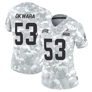 ＃53 Women's Julian Okwara Arctic Camo Limited Cleveland Browns 2024 Salute to Service Jersey