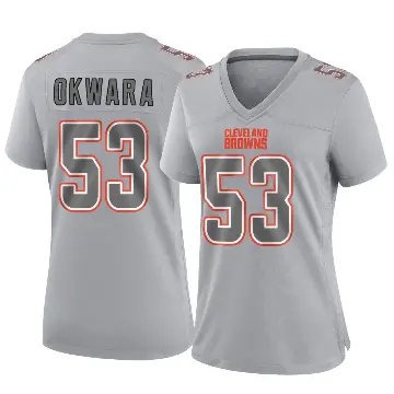 ＃53 Women's Julian Okwara Gray Game Cleveland Browns Atmosphere Fashion Jersey