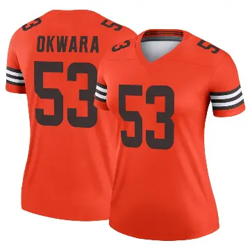 ＃53 Women's Julian Okwara Orange Legend Cleveland Browns Inverted Jersey