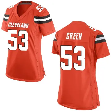 ＃53 Women's Kendrick Green Orange Game Cleveland Browns Alternate Jersey