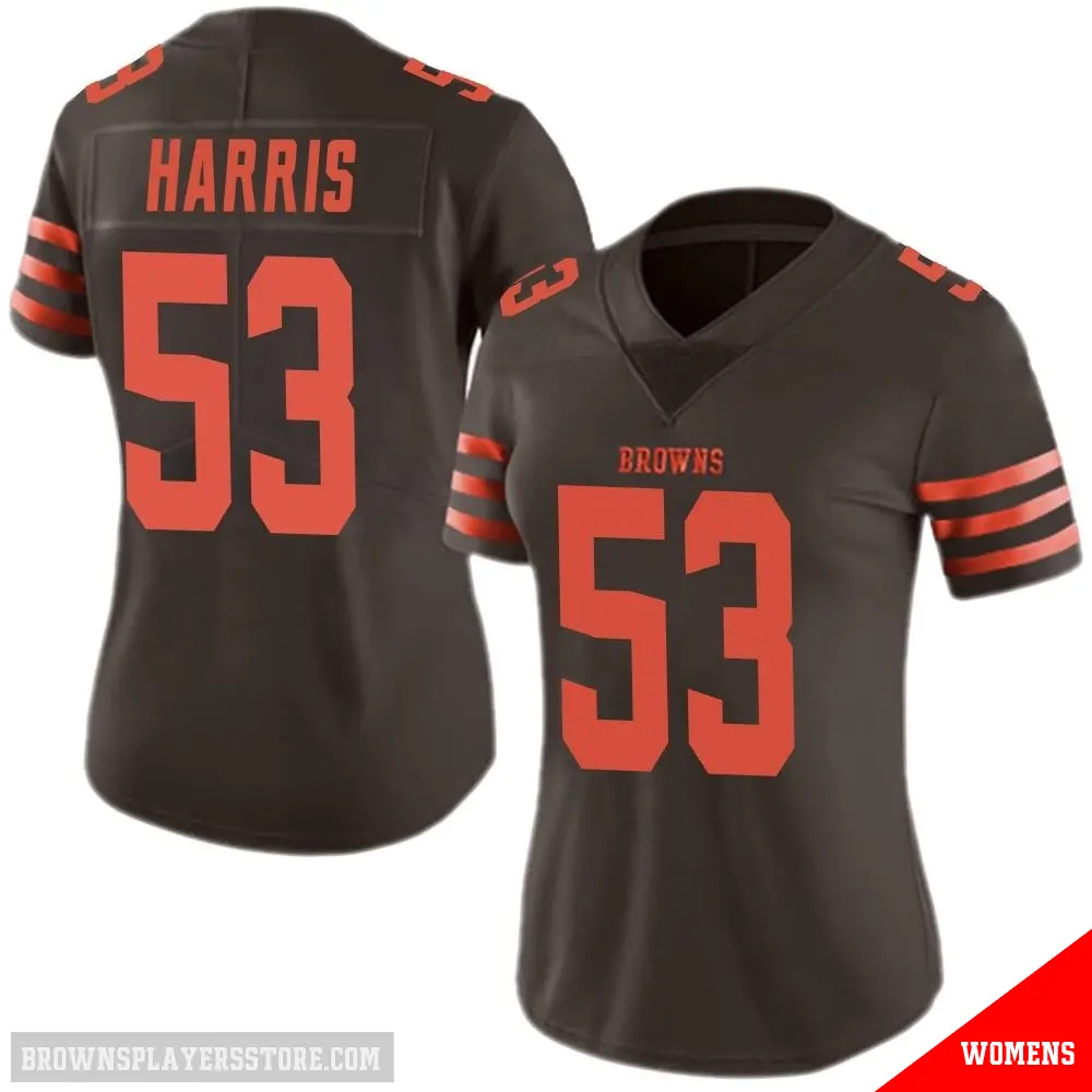 ＃53 Women's Nick Harris Brown Limited Cleveland Browns Color Rush Jersey