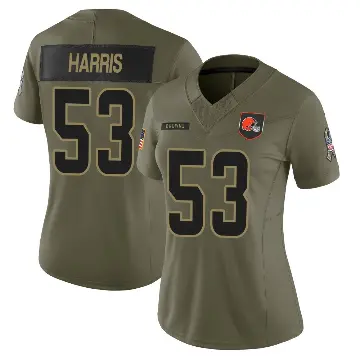 ＃53 Women's Nick Harris Olive Limited Cleveland Browns 2025 Salute to Service Jersey