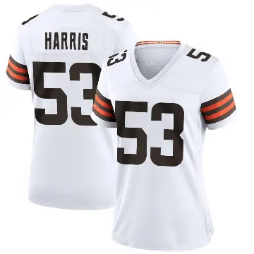＃53 Women's Nick Harris White Game Cleveland Browns Jersey