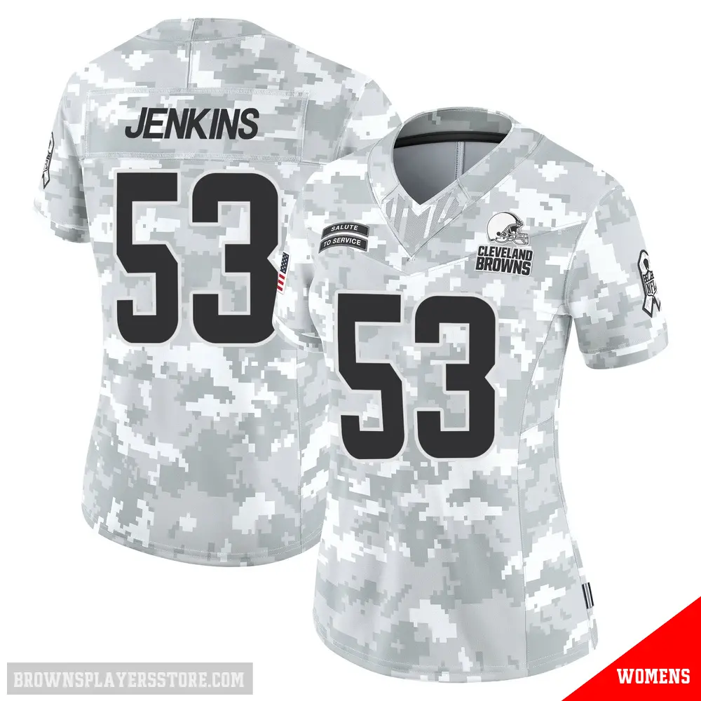 ＃53 Women's Patrick Jenkins Arctic Camo Limited Cleveland Browns 2024 Salute to Service Jersey