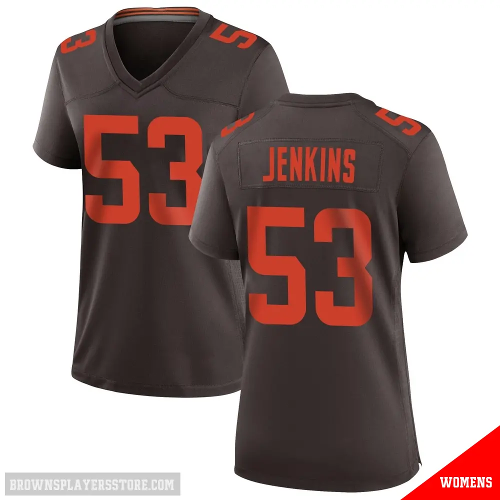 ＃53 Women's Patrick Jenkins Brown Game Cleveland Browns Alternate Jersey
