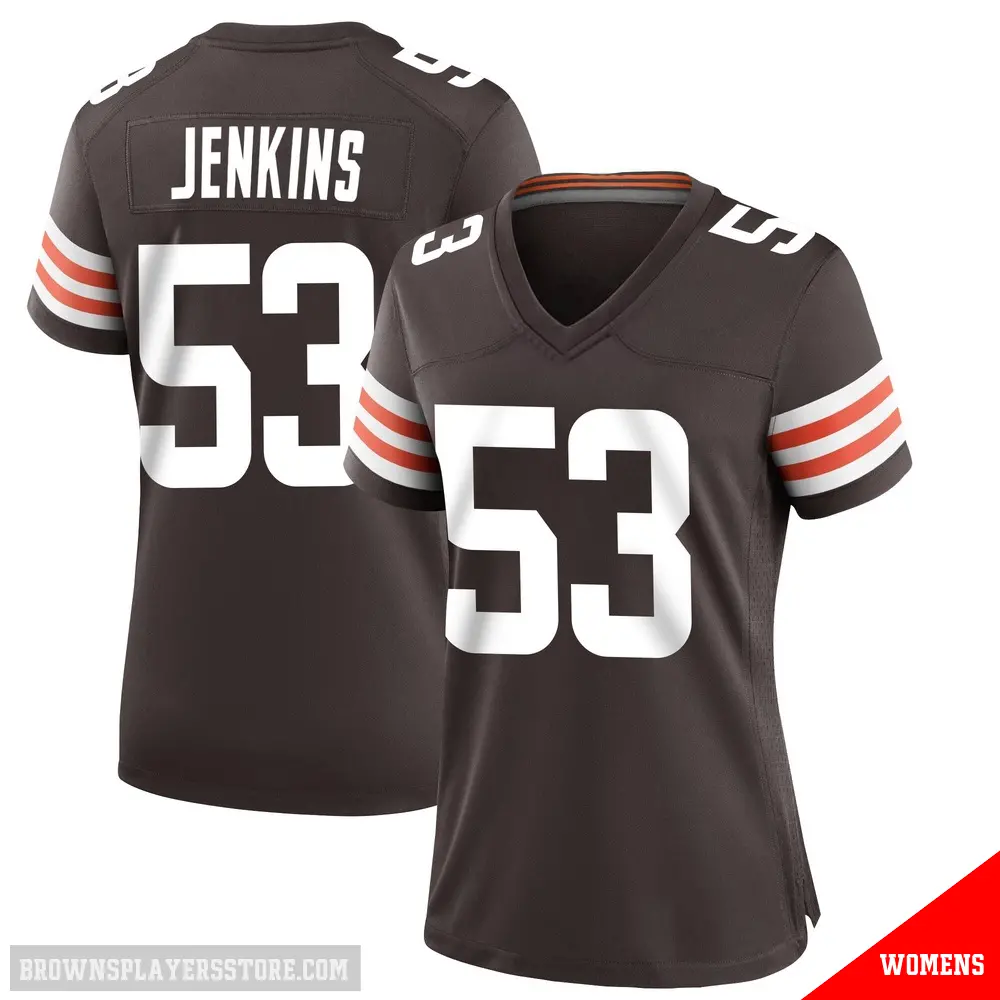 ＃53 Women's Patrick Jenkins Brown Game Cleveland Browns Team Color Jersey