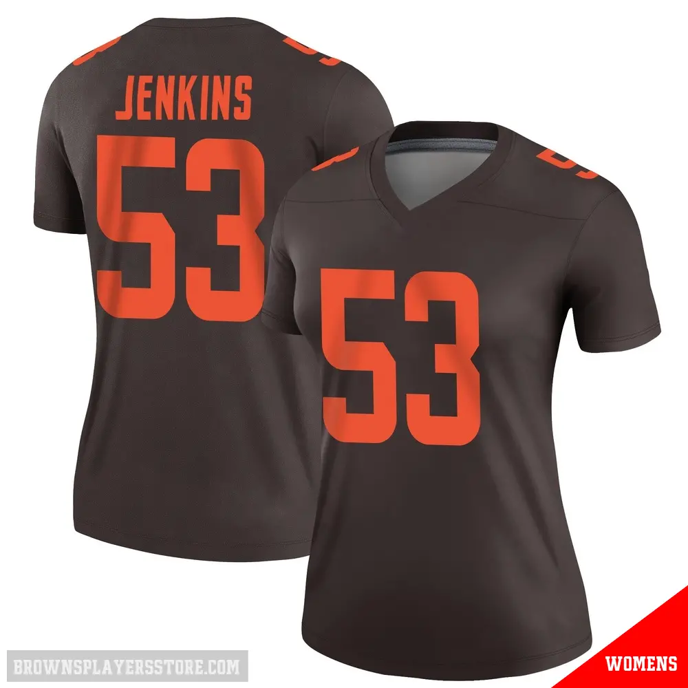 ＃53 Women's Patrick Jenkins Brown Legend Cleveland Browns Alternate Jersey