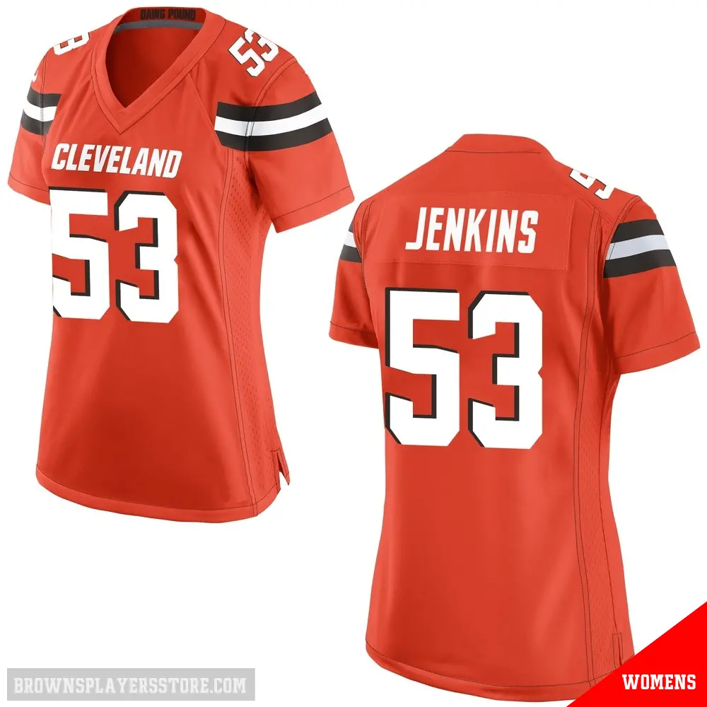 ＃53 Women's Patrick Jenkins Orange Game Cleveland Browns Alternate Jersey