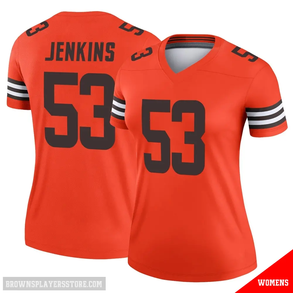 ＃53 Women's Patrick Jenkins Orange Legend Cleveland Browns Inverted Jersey