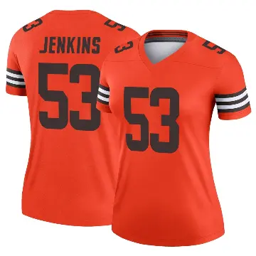 ＃53 Women's Patrick Jenkins Orange Legend Cleveland Browns Inverted Jersey