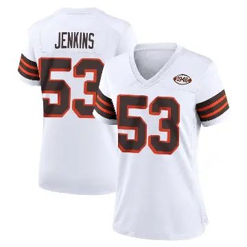 ＃53 Women's Patrick Jenkins White Game Cleveland Browns 1946 Collection Alternate Jersey