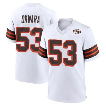 ＃53 Youth Julian Okwara White Game Cleveland Browns 1946 Collection Alternate Jersey