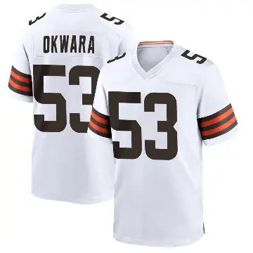 ＃53 Youth Julian Okwara White Game Cleveland Browns Jersey