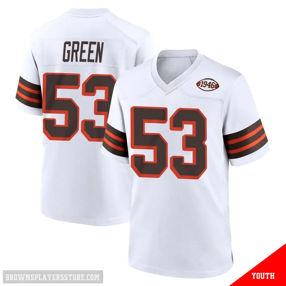 ＃53 Youth Kendrick Green White Game Cleveland Browns 1946 Collection Alternate Jersey