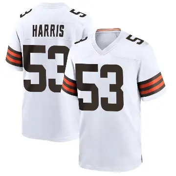 ＃53 Youth Nick Harris White Game Cleveland Browns Jersey