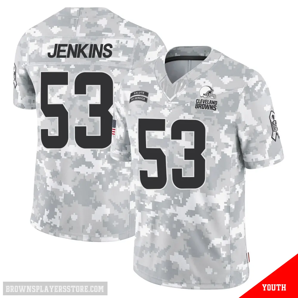 ＃53 Youth Patrick Jenkins Arctic Camo Limited Cleveland Browns 2024 Salute to Service Jersey