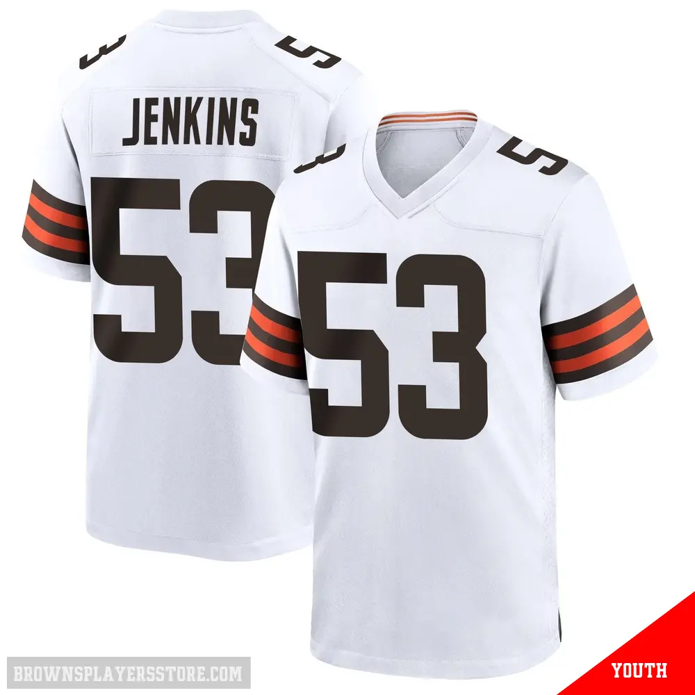 ＃53 Youth Patrick Jenkins White Game Cleveland Browns Jersey
