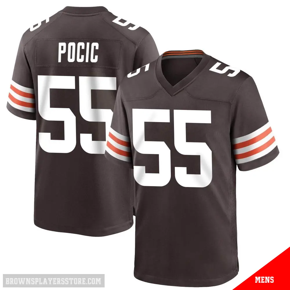 ＃55 Men's Ethan Pocic Brown Game Cleveland Browns Team Color Jersey