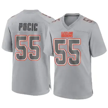 ＃55 Men's Ethan Pocic Gray Game Cleveland Browns Atmosphere Fashion Jersey