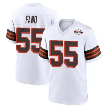 ＃55 Men's Spencer Fano White Game Cleveland Browns 1946 Collection Alternate Jersey