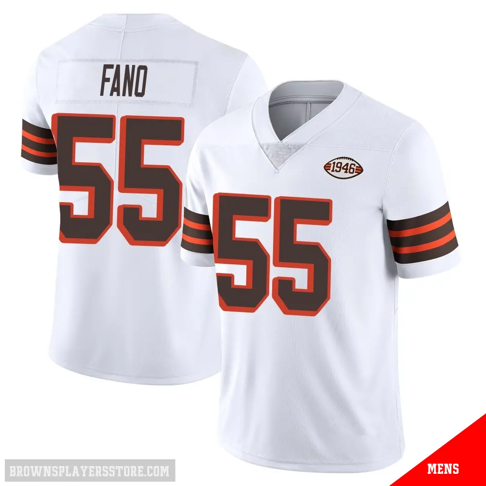 ＃55 Men's Spencer Fano White Limited Cleveland Browns Vapor 1946 Collection Alternate Jersey