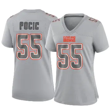 ＃55 Women's Ethan Pocic Gray Game Cleveland Browns Atmosphere Fashion Jersey