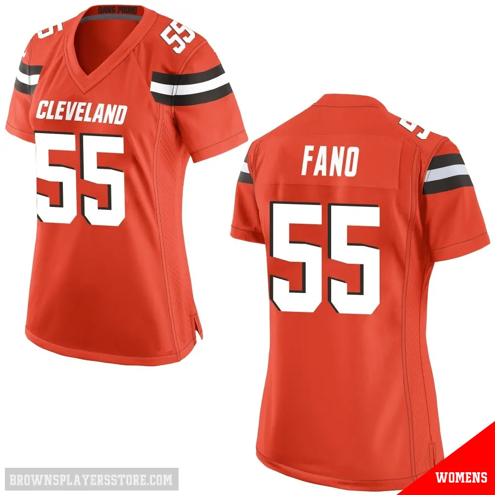 ＃55 Women's Spencer Fano Orange Game Cleveland Browns Alternate Jersey