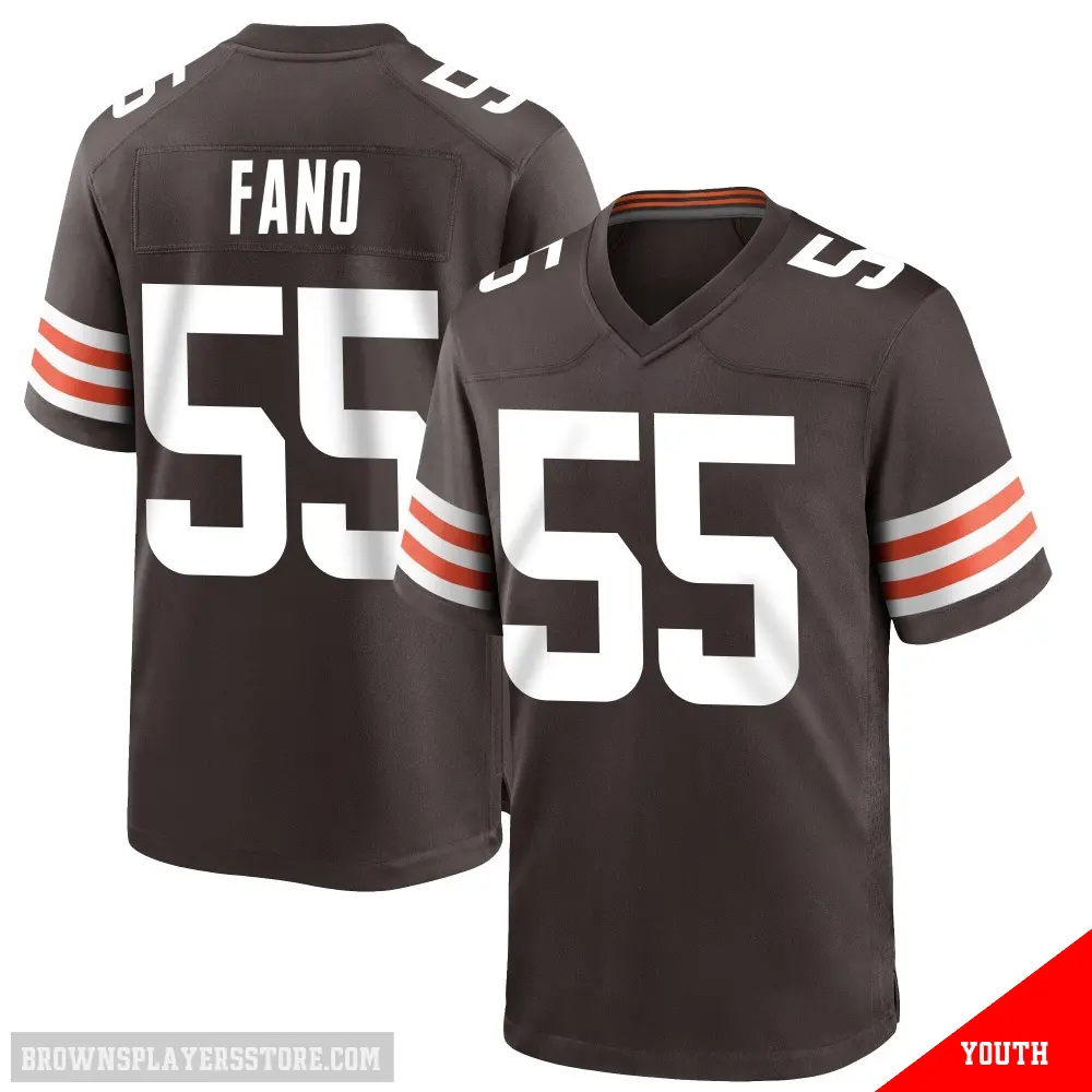 ＃55 Youth Spencer Fano Brown Game Cleveland Browns Team Color Jersey