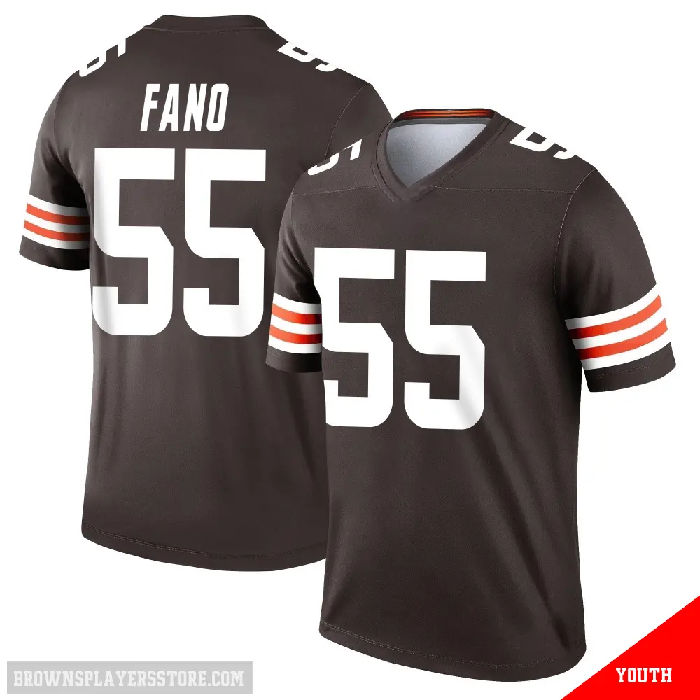 ＃55 Youth Spencer Fano Brown Legend Cleveland Browns Jersey