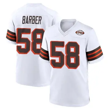 ＃58 Men's Austin Barber White Game Cleveland Browns 1946 Collection Alternate Jersey