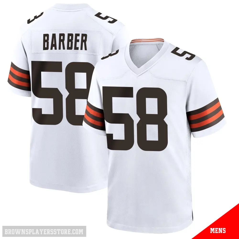 ＃58 Men's Austin Barber White Game Cleveland Browns Jersey