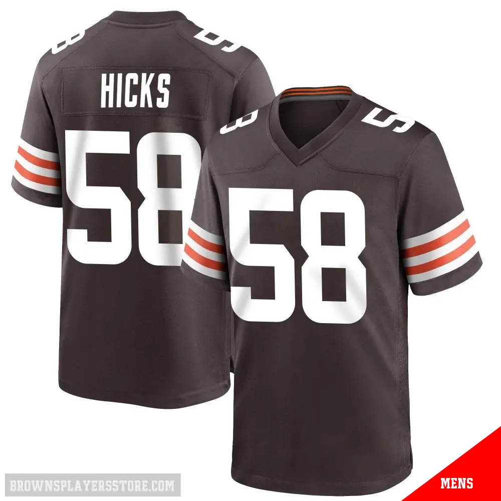 ＃58 Men's Jordan Hicks Brown Game Cleveland Browns Team Color Jersey