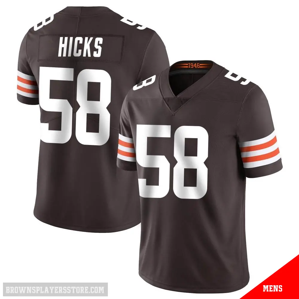 ＃58 Men's Jordan Hicks Brown Limited Cleveland Browns Team Color Vapor Untouchable Jersey