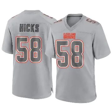 ＃58 Men's Jordan Hicks Gray Game Cleveland Browns Atmosphere Fashion Jersey