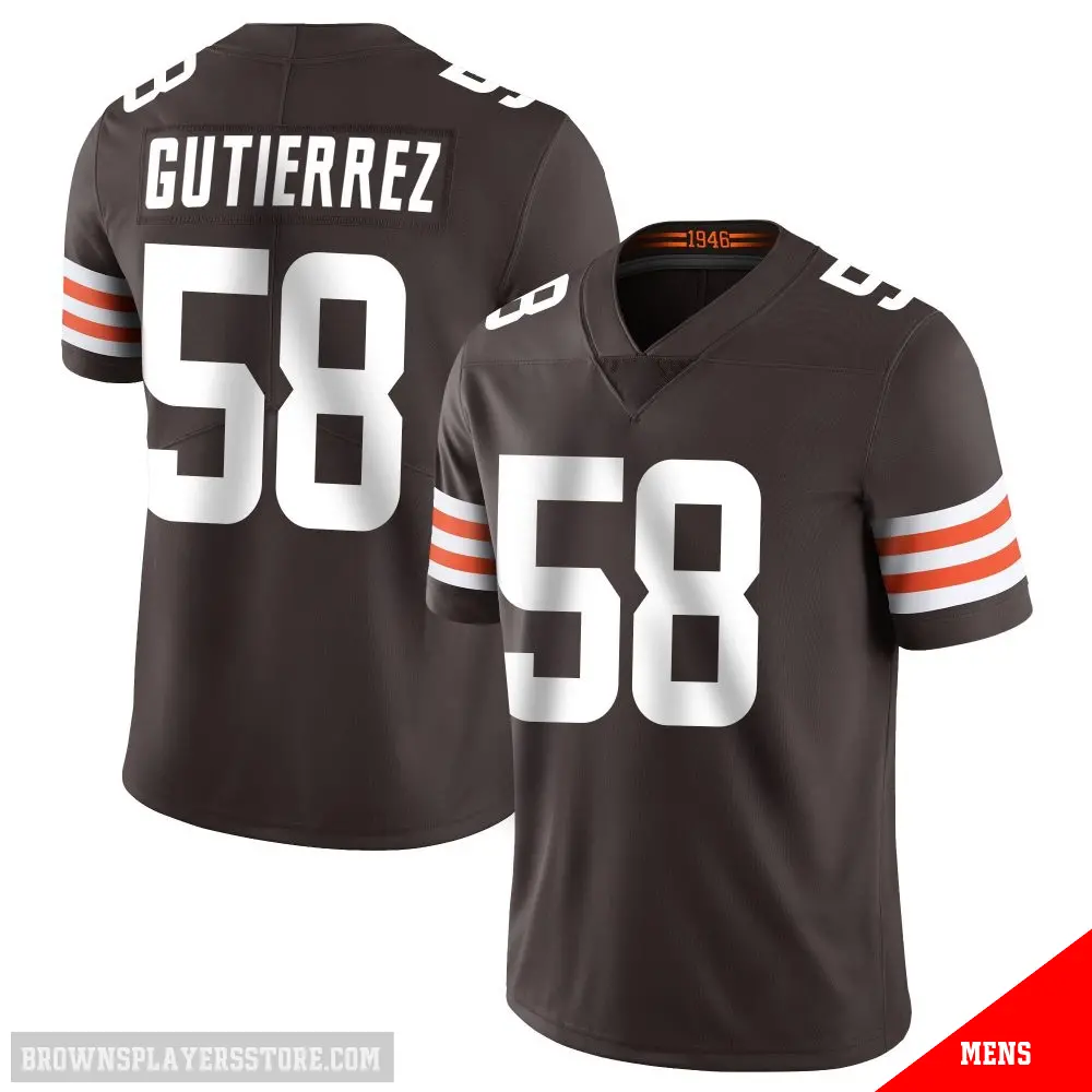 ＃58 Men's Sebastian Gutierrez Brown Limited Cleveland Browns Team Color Vapor Untouchable Jersey