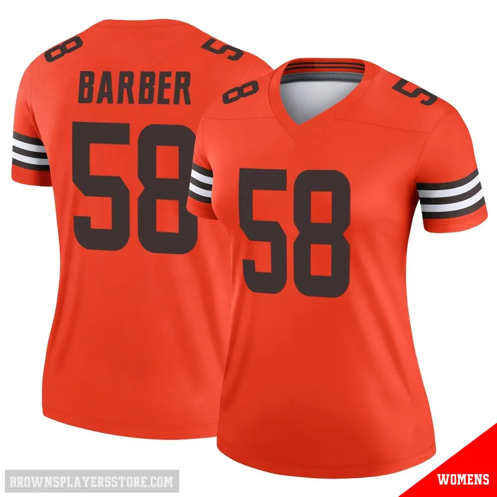 ＃58 Women's Austin Barber Orange Legend Cleveland Browns Inverted Jersey