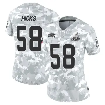 ＃58 Women's Jordan Hicks Arctic Camo Limited Cleveland Browns 2024 Salute to Service Jersey