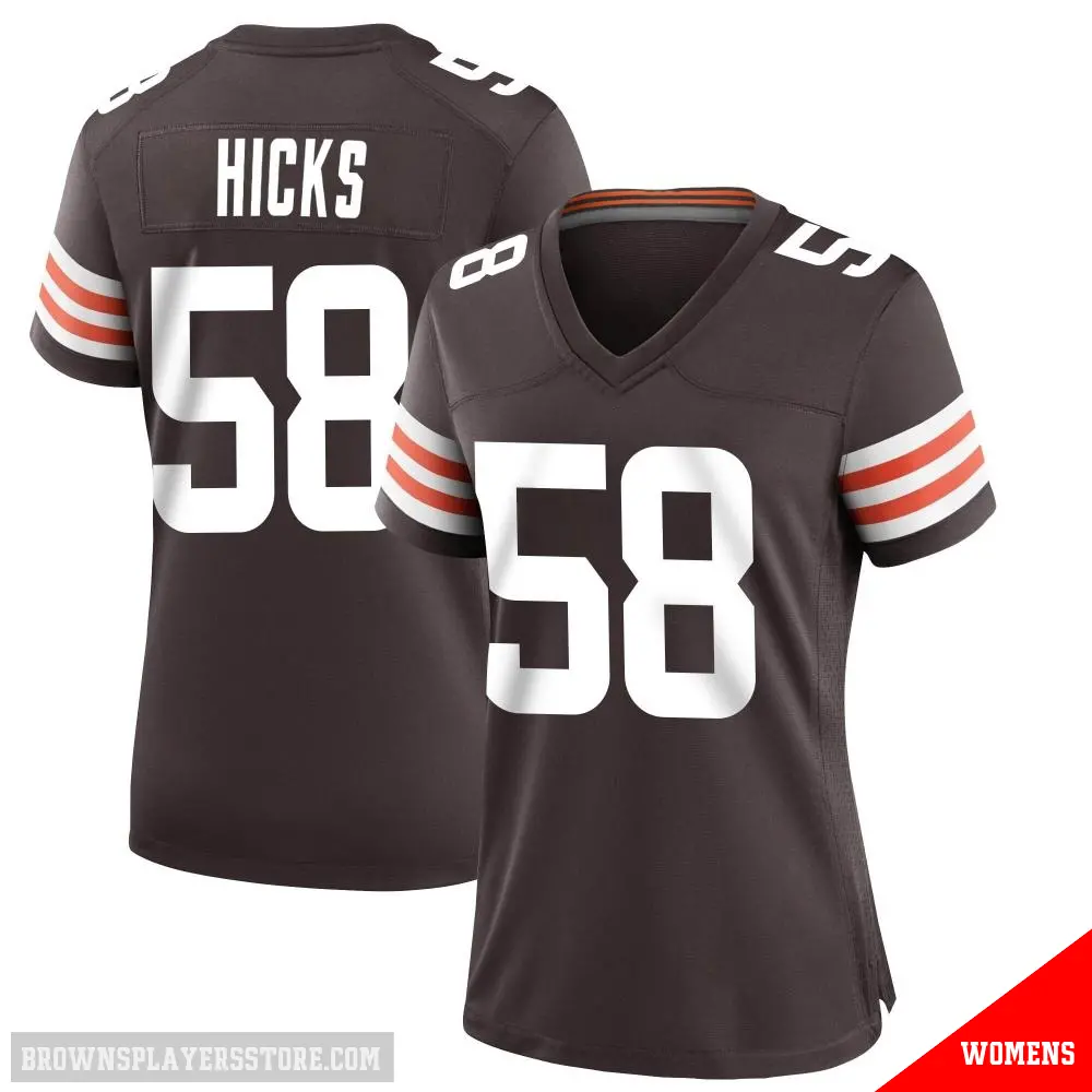 ＃58 Women's Jordan Hicks Brown Game Cleveland Browns Team Color Jersey